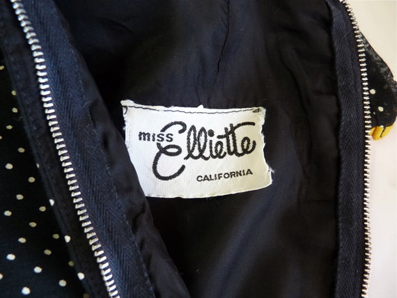 1960s Dress Black Polka dot Miss Elliette Califor… - image 4