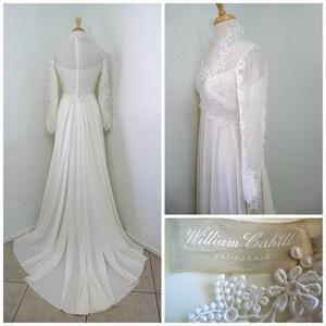 Spectacular 1960s William Cahill Wedding Dress Empire Sweetheart Lace with Small Train/ Small image 3