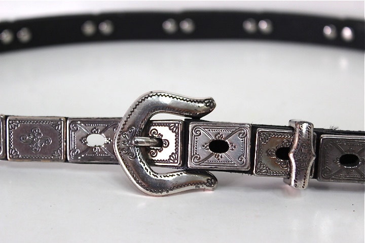 Vintage Brighton Leather Belt/ Ornate Silver Buckle/ 24507/ Medium Brighton Belt Brown Leather Embossed Silver Western Buckle  main image 3