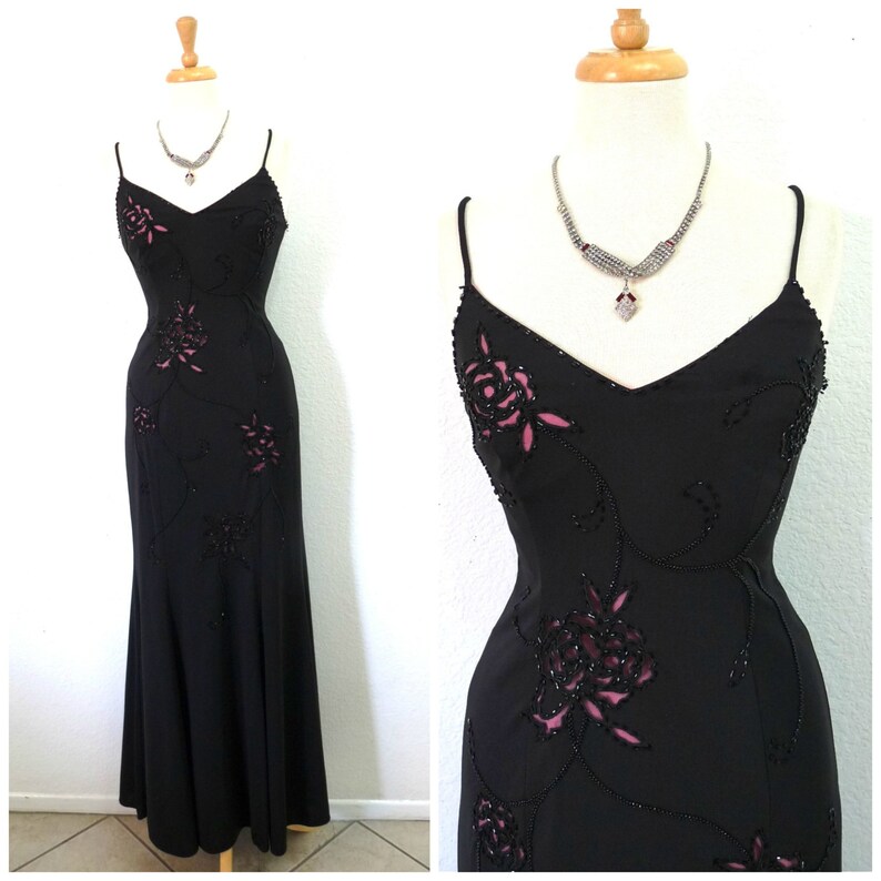 Vintage Spaghetti Strap Beaded Dress