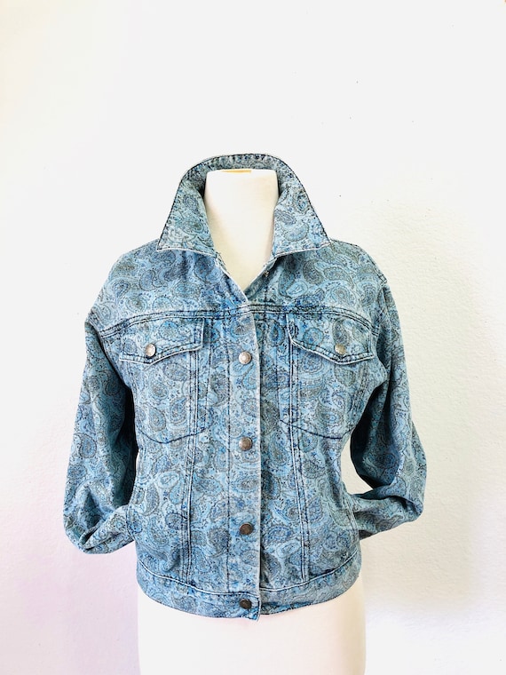 Calvin klein printed denim jacket outlet