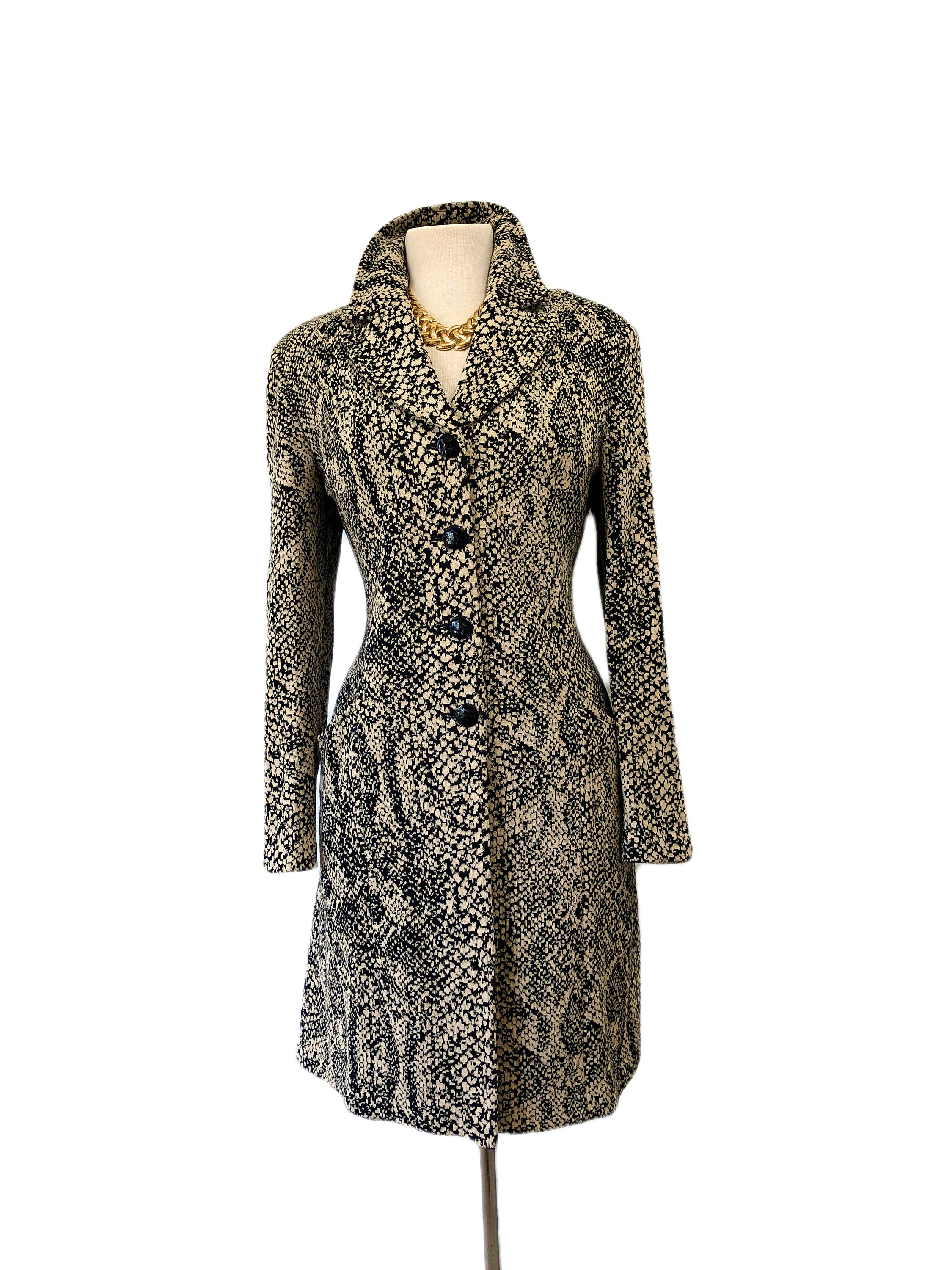 2000’s ST. JOHN COLLECTION ロングジャケットUSA製 Vintage St. John Collection Santana Knit Jacket Snake Print