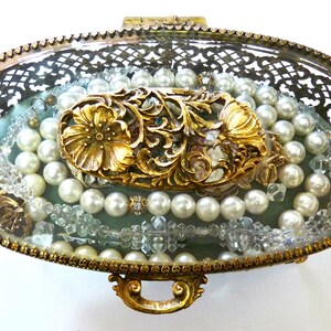 1950s Matson Large Jewelry Box Casket Gold Gilt Ormolu Filigree