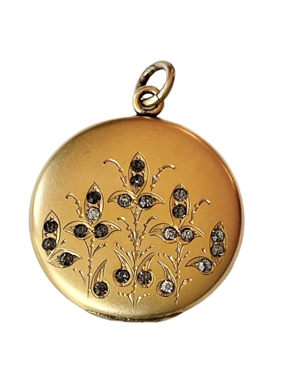 Gorgeous Antique Gold Filled Locket W&H Paste Sto… - image 2