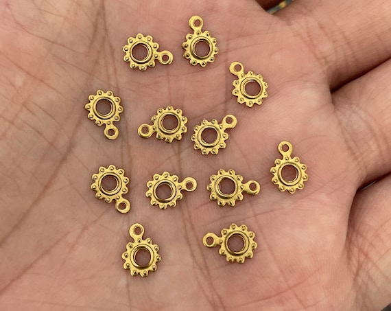 Brass Gear Spacer Beads - Raw Brass Gear Spacer Beads - Earring Findings - Jewelry Making Supplies - 3138