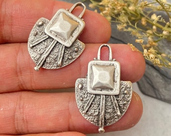 Brass Bohemian Earring Charms Findings for Jewelry Set Supply Making. Silver Plated Jewelry Designs for Jewelry making.2 Pieces- 8164