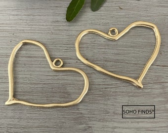 Gold Plated Earring Parts Kit: Brass Hammered Hoops, Dangle Components
