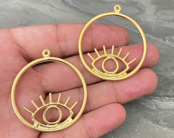 2 Pieces Matte Gold Plated Earring Parts - Bohemian Brass Earring Findings. 1095