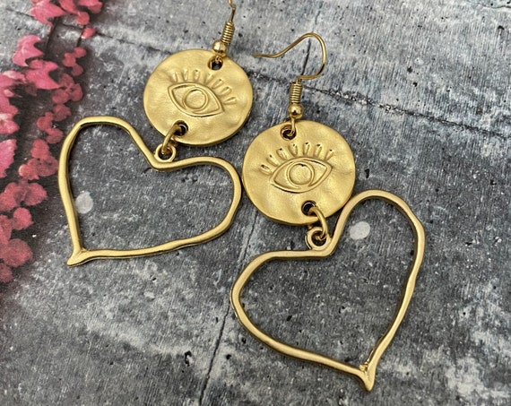 Brass Boho Art Earrings - Berber jewelry. Brass earring finds.3d printed jewelry. Gold earring finding.Brutalist jewelry - 5401