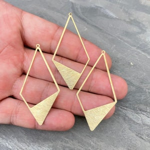 Brass Textured Rhombus Charms. Textured Rhombus Raw Brass Pendant. 3082