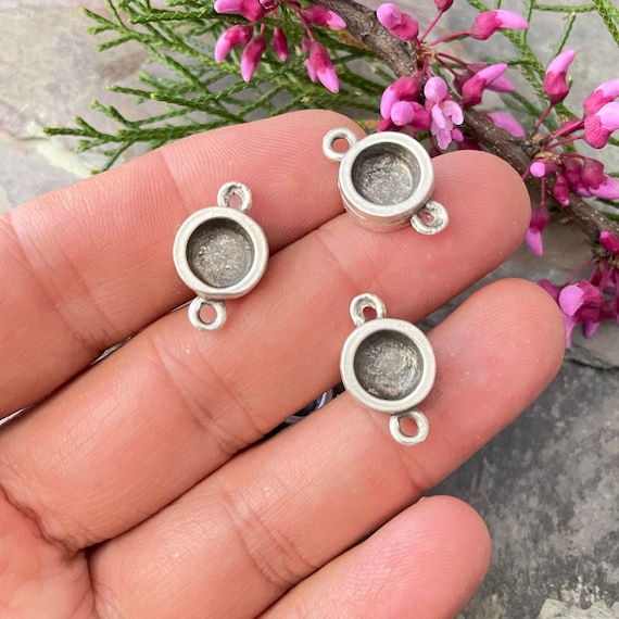 Silver Plated Earring Charms: Brass Jewelry Making Findings (6 Pieces)