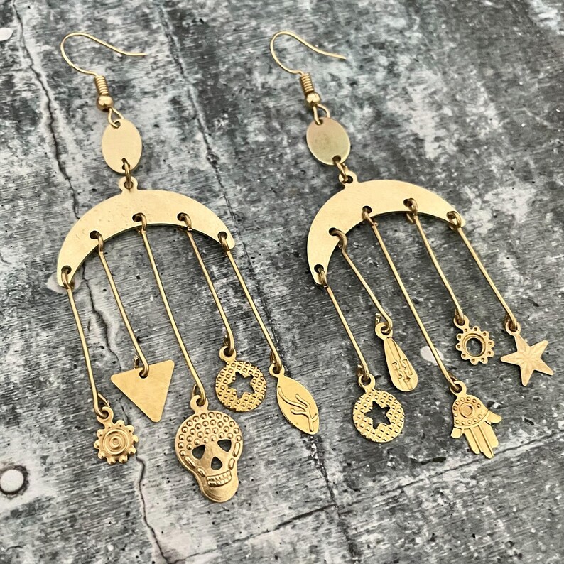 Pendientes de estrella redonda: accesorios de latón crudo - 3108 imagen 3
