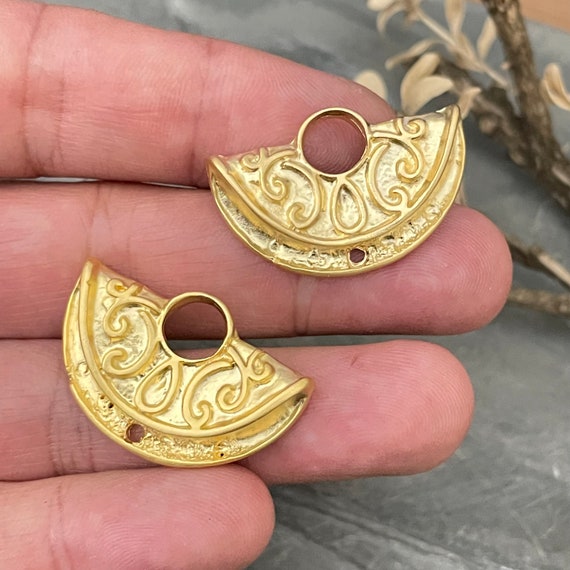 Matte Gold Plated Earring Parts - Bohemian Brass Earring Findings.1019