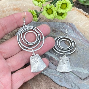Bohemian Statement Chandelier Earrings - Silver Boho Chic Jewelry