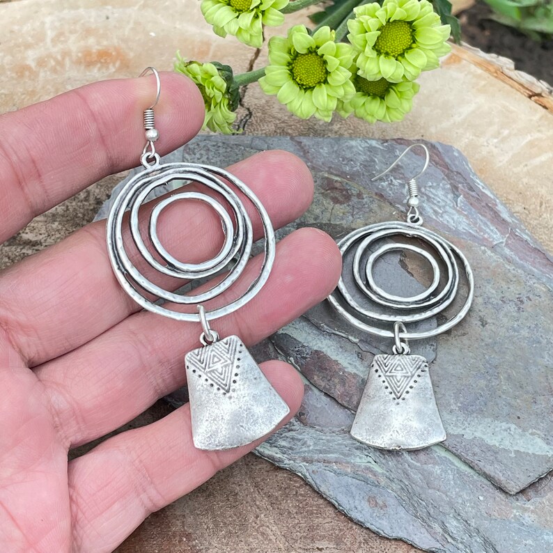 Bohemian Statement Chandelier Earrings - Silver Boho Chic Jewelry