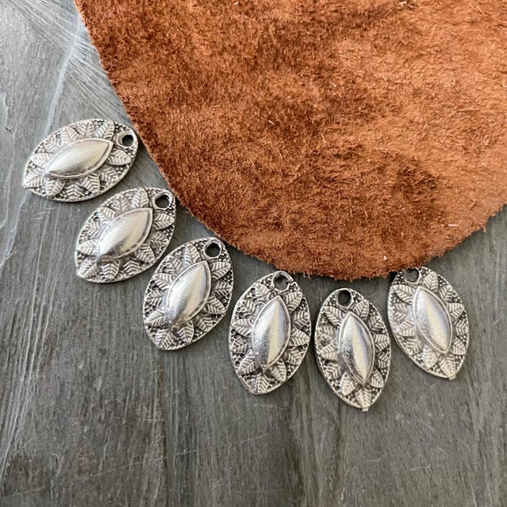 6 Luna Moon Connectors: Antique Silver Plated Pewter Tribal Charms