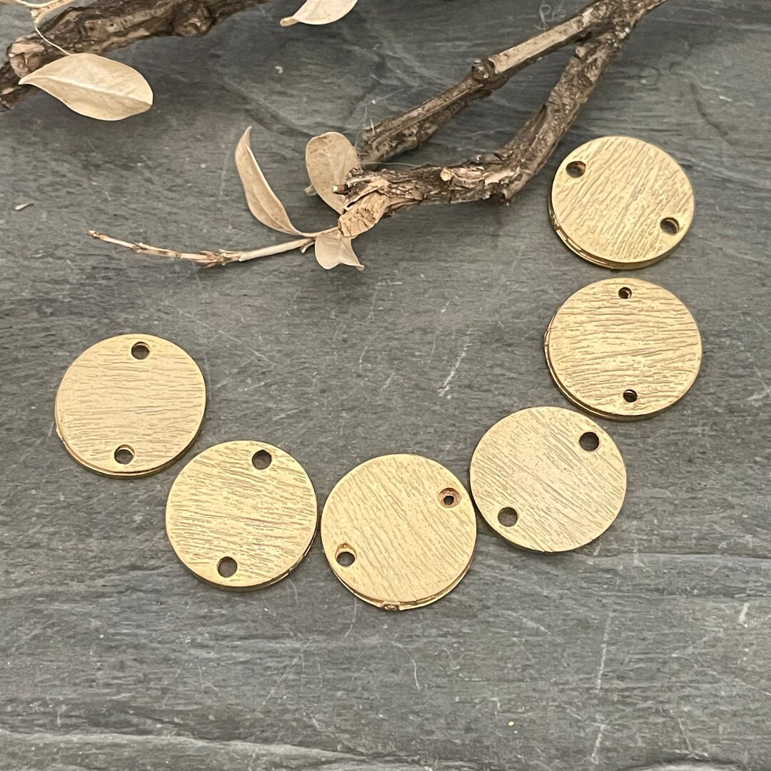 6 Pieces Gold Circle Charms With Two Hole. Matte Gold Plated Etsy