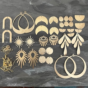 Bohemian Raw Brass Earring Charms Set: Jewelry Making Supplies