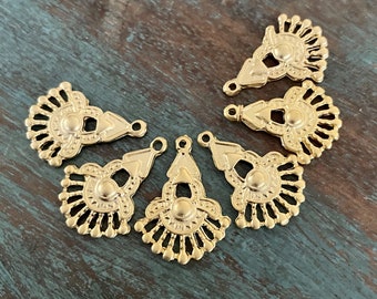 1030 - Matte Gold Plated Earring Parts - Bohemian Brass Earring Findings. 6PCS.