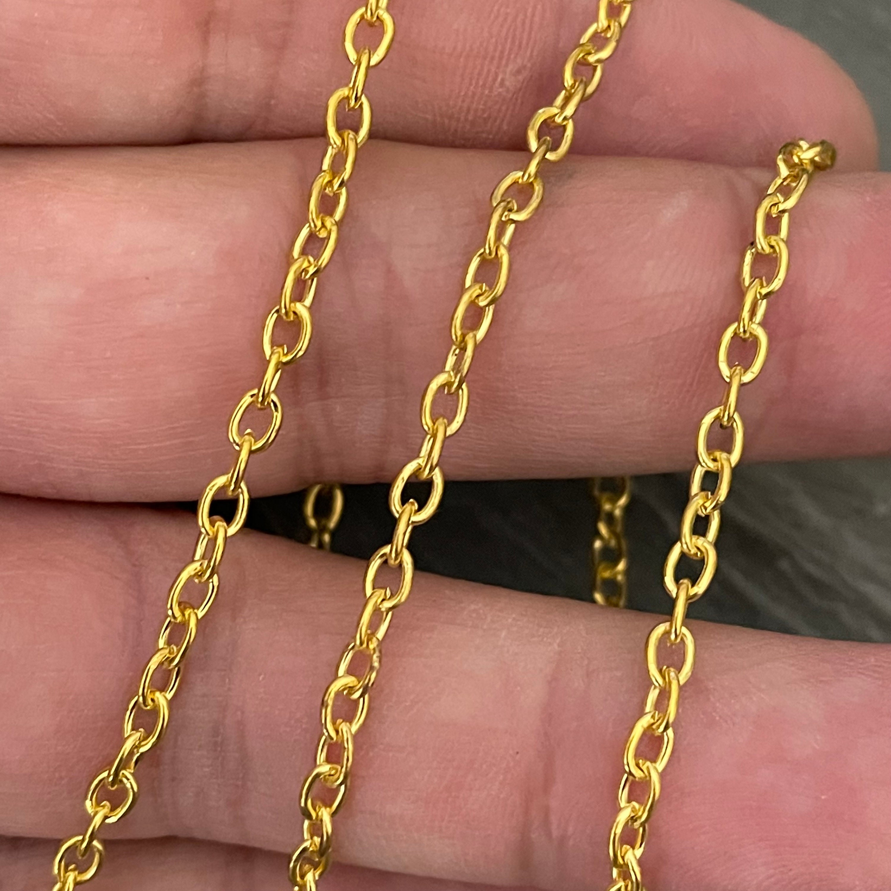 4 Mm Chain Link,necklace,gold Chain,jewelry Making Chain,wholesale