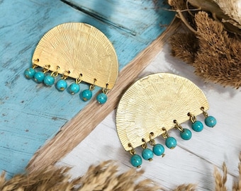 Aros de plata estilo bohemio - Diseño circular ligero - 5522