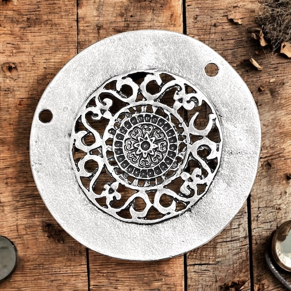 Antique Silver Plated Brass Bohemian Necklace Pendant 7006