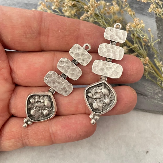 Jewelry Making Supplies: Earring Charms with Cabochon Bases and Resin Mountings.2 Pieces.8212