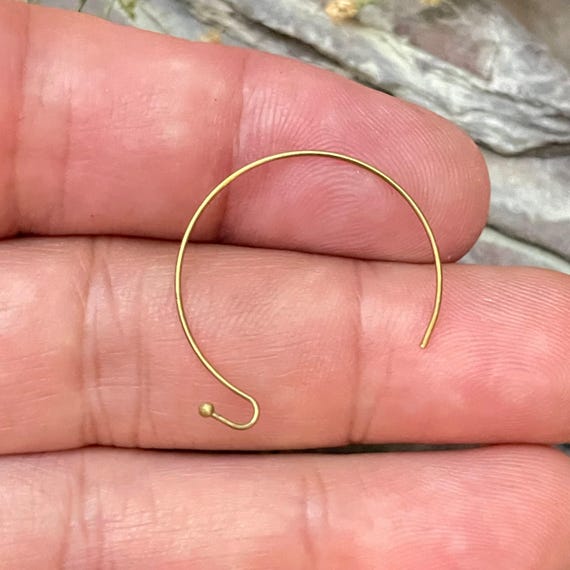 20 Raw Brass Ear Wires: Gold Tone Earring Findings (25mm)