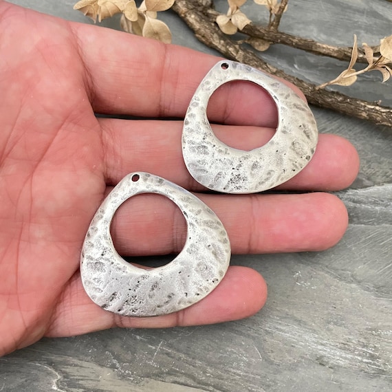 Antique Silver Plated Pewter Earring Component: Ethnic Jewelry Findings