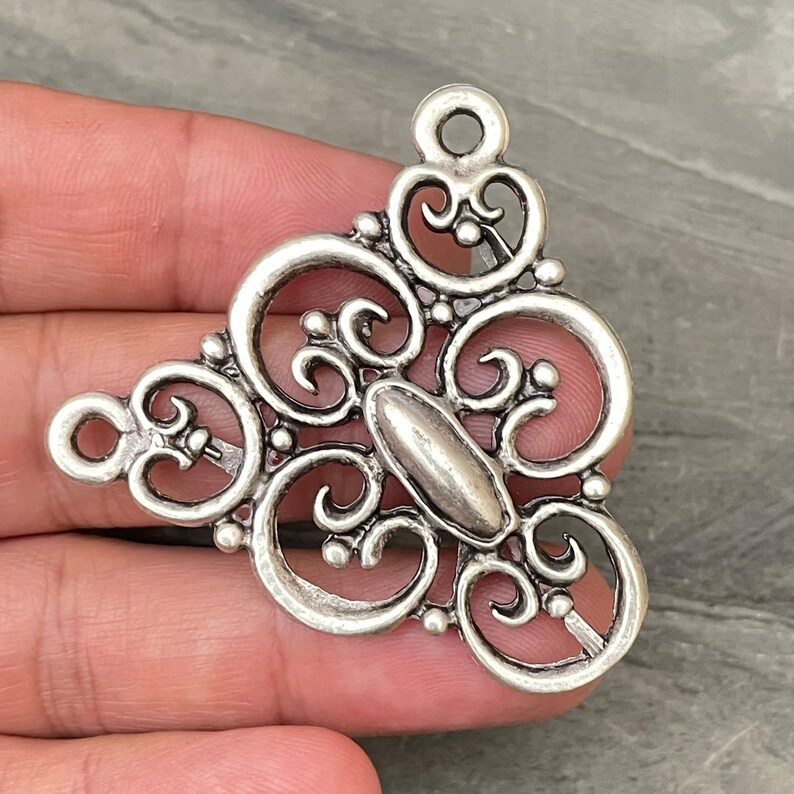 Antique Silver Plated Brass Bohemian Necklace Pendant - 7011 image 1