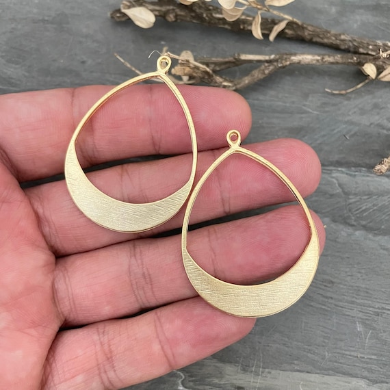 Matte Gold Brass Earring Parts - Bohemian Style, 2 Pieces 1034
