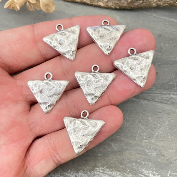 Antique Silver Plated Pewter Triangle Earring Findings: Geometric Connectors