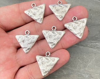 Antique Silver Plated Pewter Triangle Earring Findings: Geometric Connectors