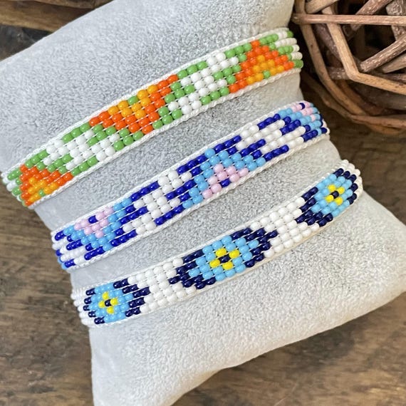 Miyuki Seed Bead Bracelet Set: Woven Evil Eye Bracelets