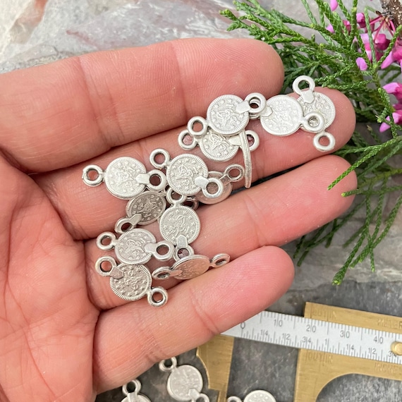 Earring Findings: Bohemian Silver Plated Brass Charms (Craft Supplies) - 8205