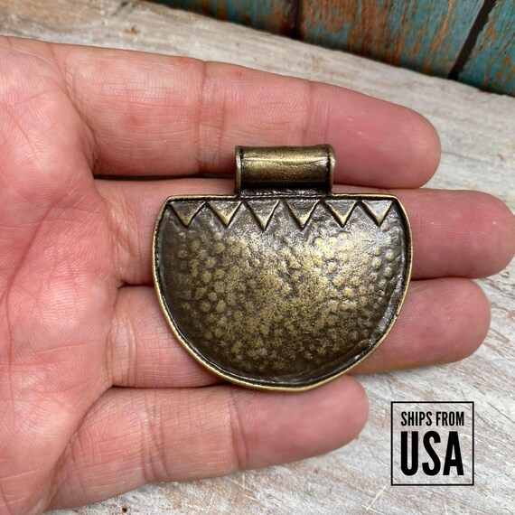 Antique Silver Plated Brass Bohemian Necklace Pendant -  7045