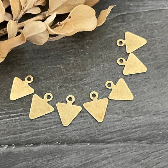 Brass Triangle Charms - Raw Brass Mini Triangle Drops- Earring Findings - Jewelry Making Supplies - 3137