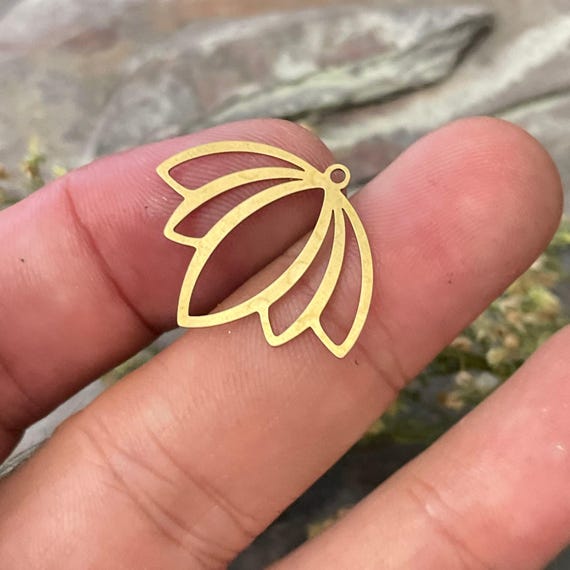 Brass Lotus Flower Earring Parts (Raw, Untreated, 20 Pieces) - 3110