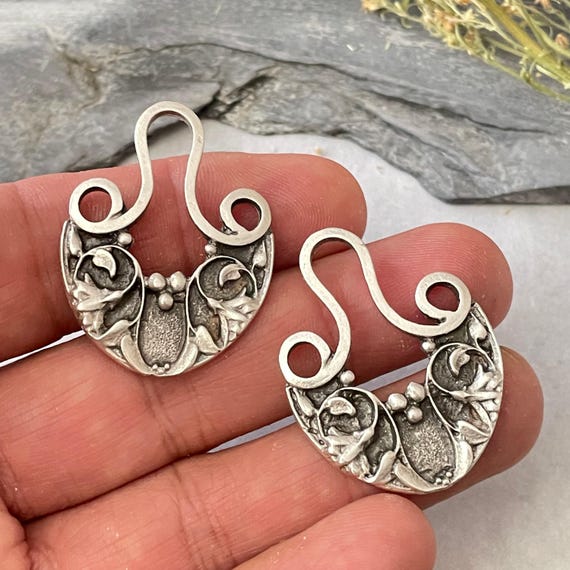 Silver Plated Bohemian Earring Charms: Jewelry Making Supplies (2 Pieces)