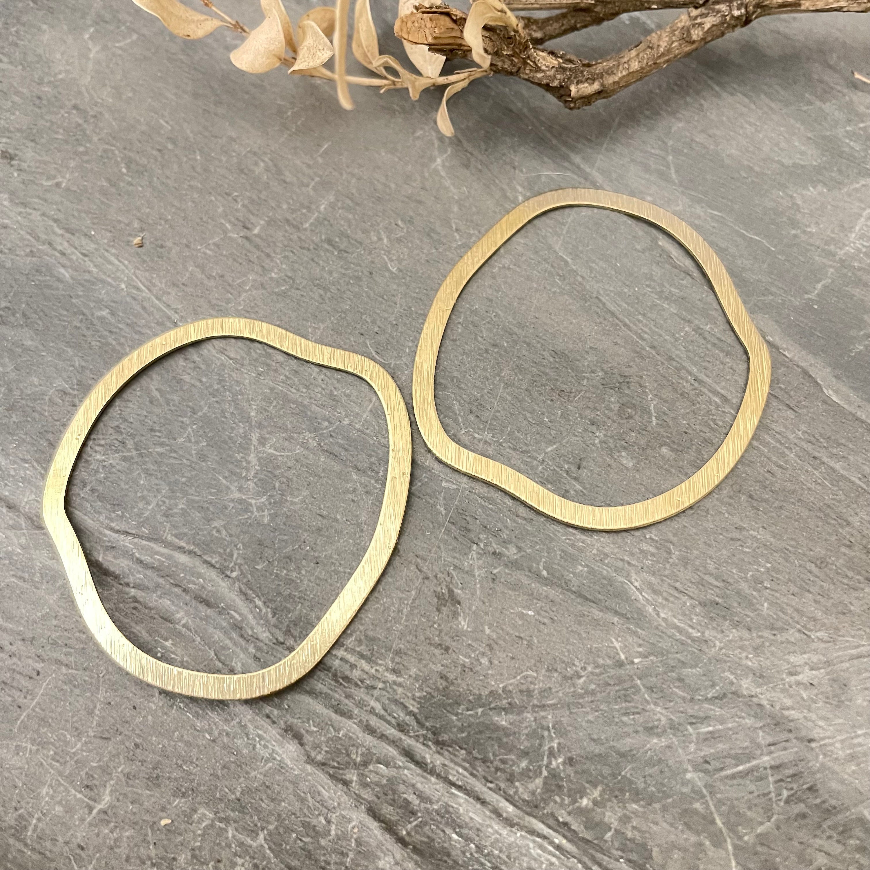 Round Raw Brass Textured Earring Findings for Jewelry Making. 2