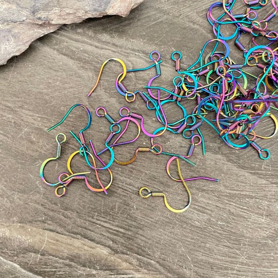 Rainbow Surgical Steel Earring Hooks: Jewelry Making Supplies