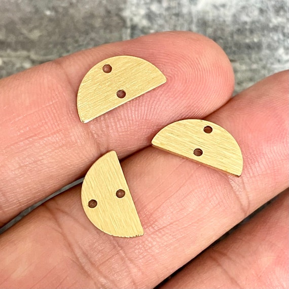 Brass Textured Semicircle Earring Connector. Raw Brass Half Moon Earring Charms. Jewelry Making Supplies - 3161