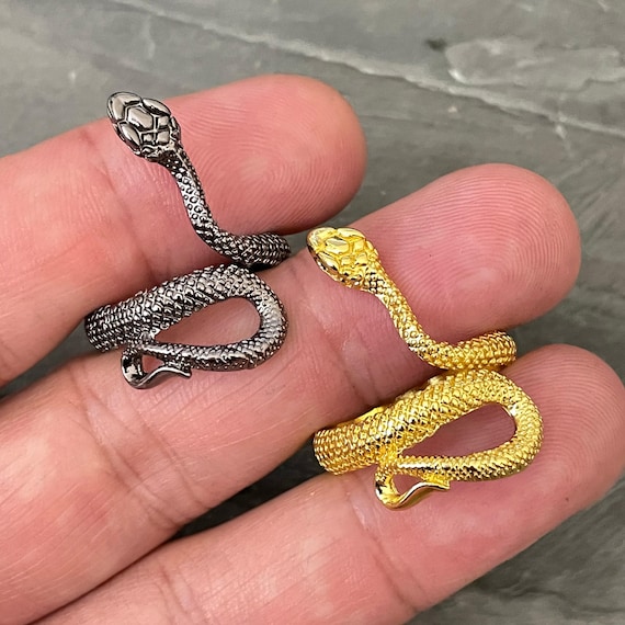 Silver Coated Snake Ring: Adjustable Boho Brass Jewelry