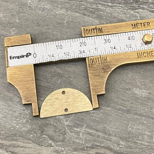 Textured Brass Half Round Charms: Semicircle Connectors with 2 Holes - 3022 image 3