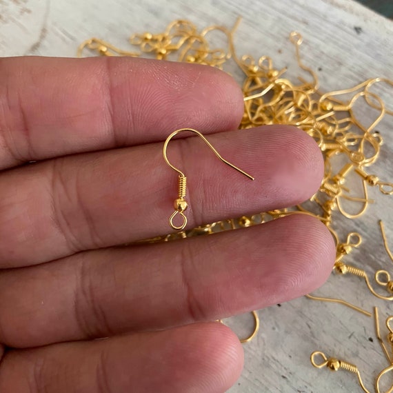 Aprox. 100 Pcs. Bright Gold Plated Brass Earring Hooks  - 20 GR