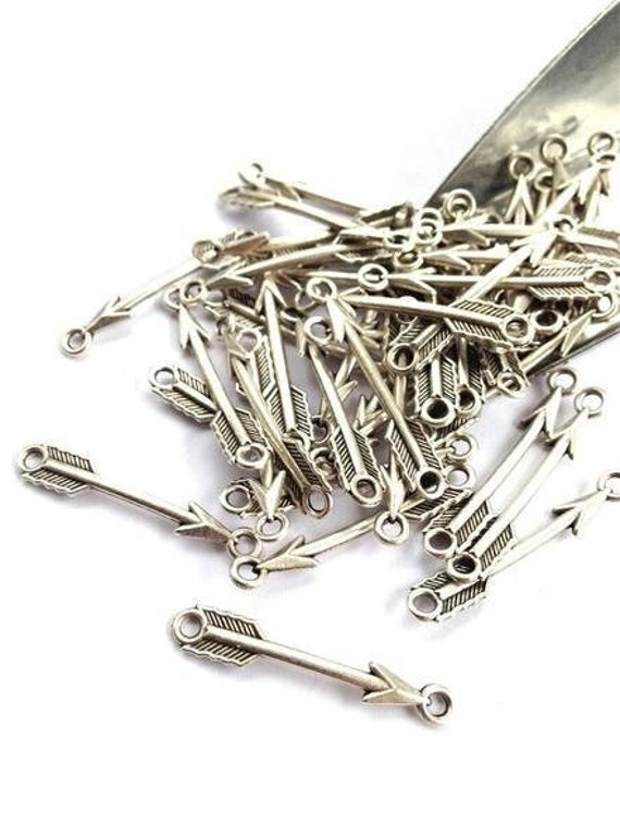 Silver Plated Earring Charms for Jewelry Making - Bohemian Style Supplies. 25 Pieces - 7002