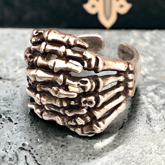 Bohemian Brass Ring with Antique Silver Coating - Unique and Adjustable Hippie Jewelry -  4001