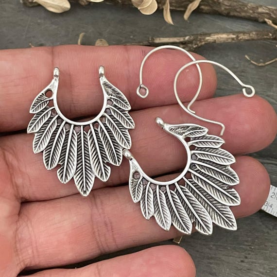 Earring Making Supplies: Antique Silver Hearts - Bohemian Style Findings - 8134