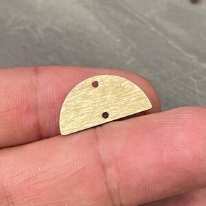 Textured Brass Half Round Charms: Semicircle Connectors with 2 Holes - 3022 image 2