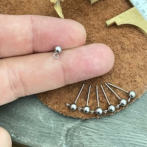 304 Stainless Steel Ball Stud Earring Findings with Loop (16x4 mm)